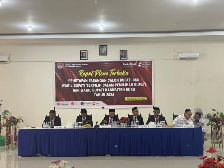 Komisi Pemilihan Umum (KPU) Kabupaten Buru Secara Resmi Gelar Rapat Pleno Penetapan Calon Bupati dan Wakil Bupati Buru