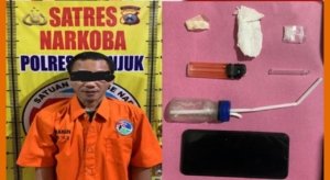 Pengedar Sabu Asal Kertosono Dibekuk Satresnarkoba Polres Nganjuk di Halaman Bank 
